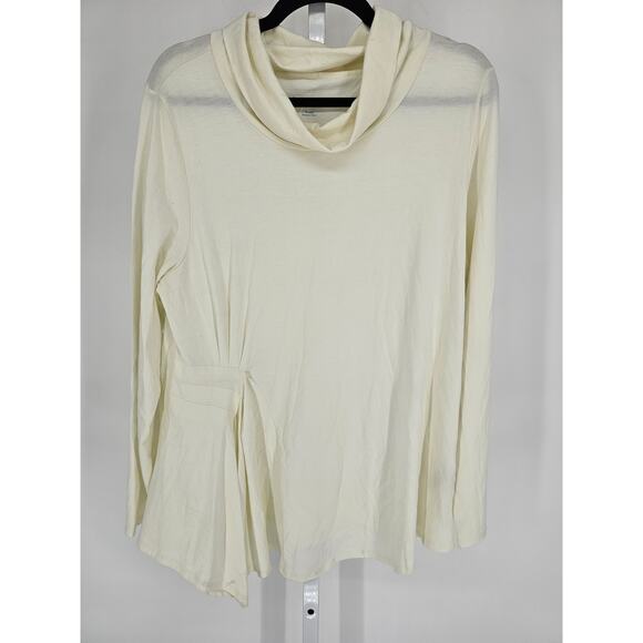 Soft Surroundings Womens Sz XL Long Sleeve Cowl Neck Blouse Cream Color - Picture 1 of 4